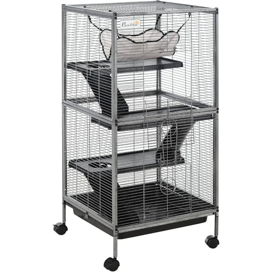 Metal Small Animal Cage Rolling Ferret Cage With Hammock