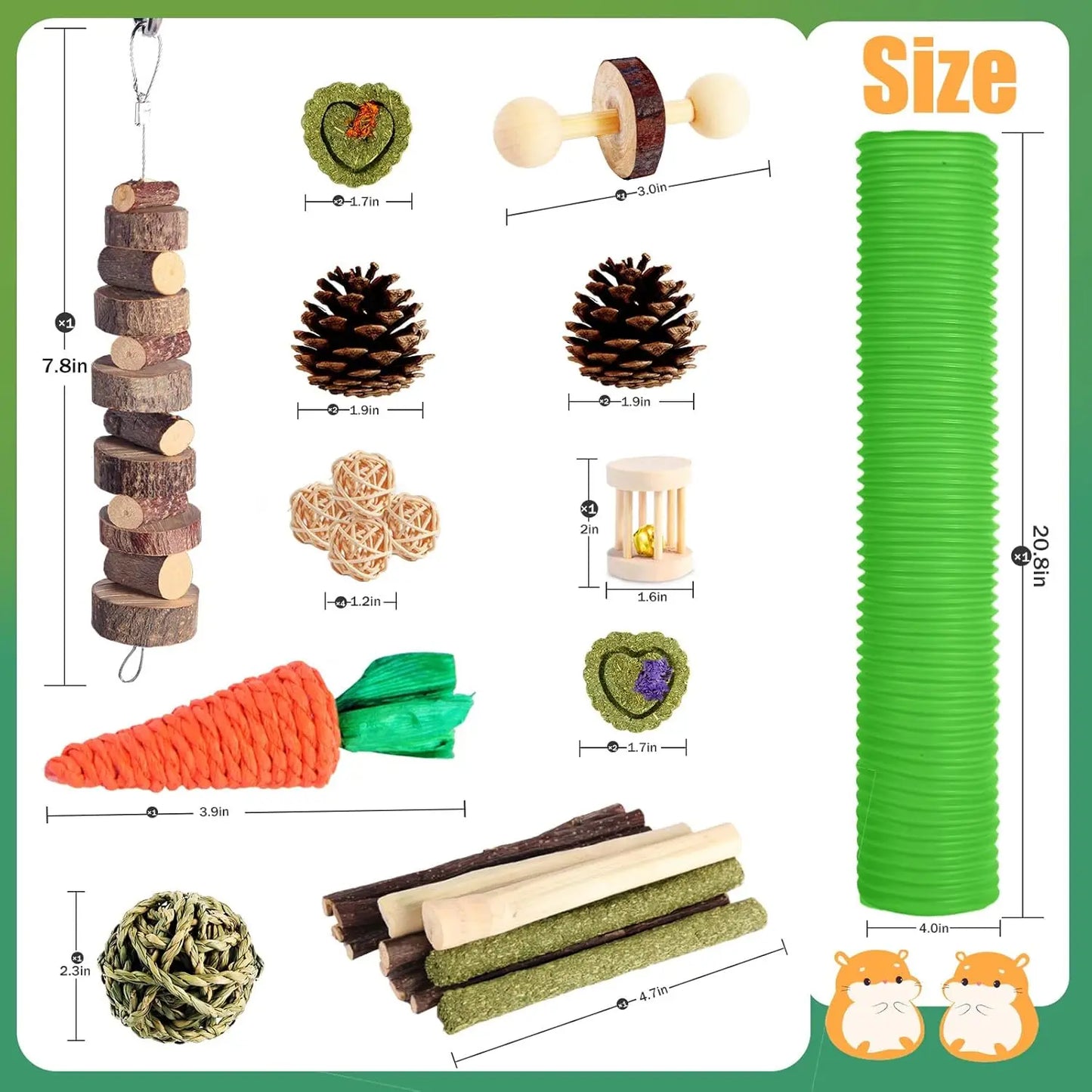 Hamster Guinea Pig Toys Set Tunnel Dental Chewable Wood Hay