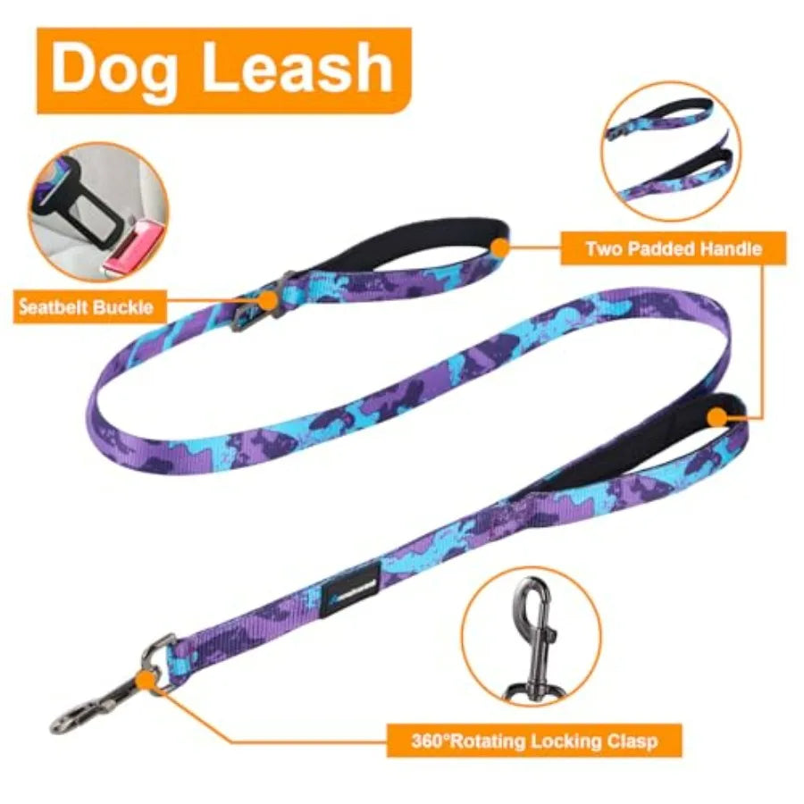 No Pull Dog Harness And Leash Set With Double Handle Car Seatbelt Clip