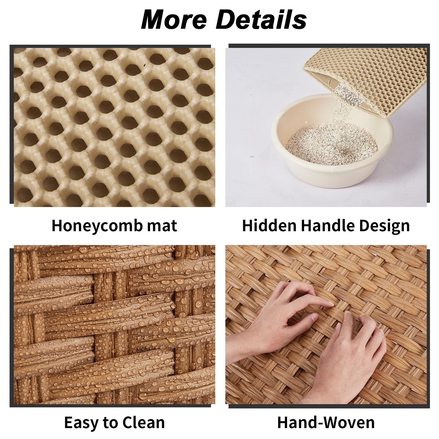 HiMISS Rattan Hidden Cat Litter Box Enclosure Cabinet For Living Room