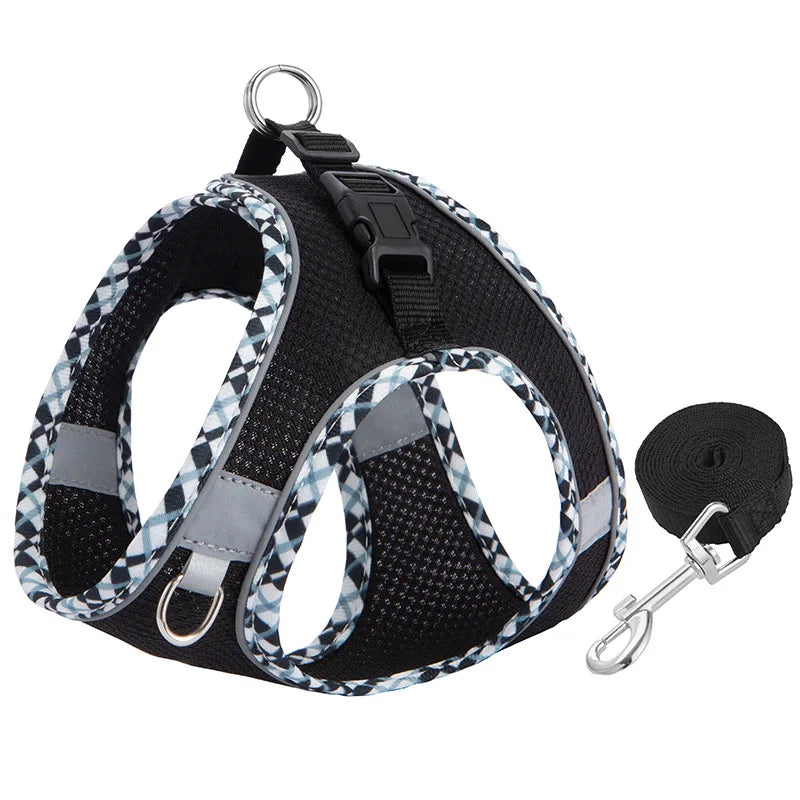 Dog Harness And Leash Set Reflective Adjustable Small Medium Dogs