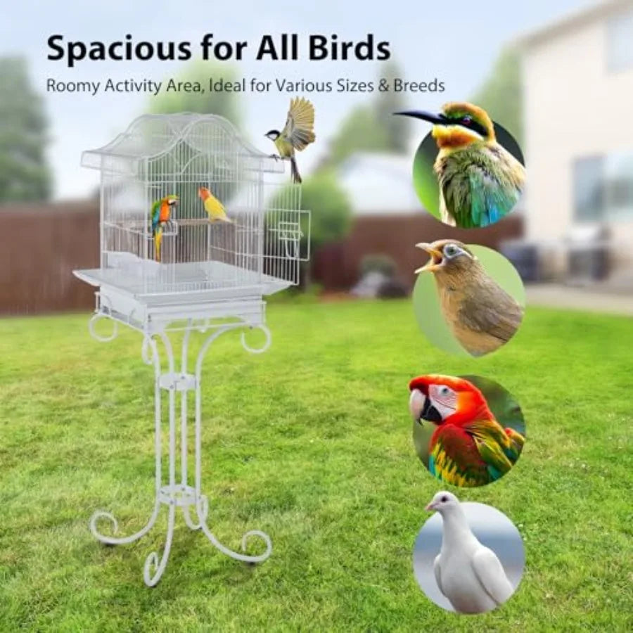 Decorative Iron Bird Cage With Stand For Parrots And Budgies