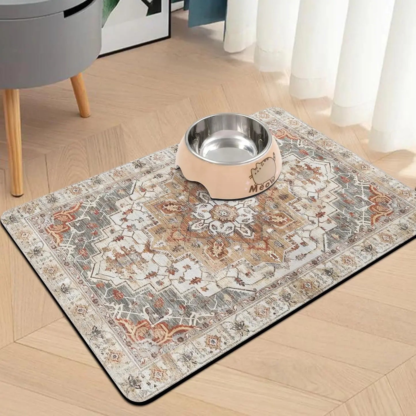 Absorbent Dog Food Mat For Floor Quick Dry Waterproof