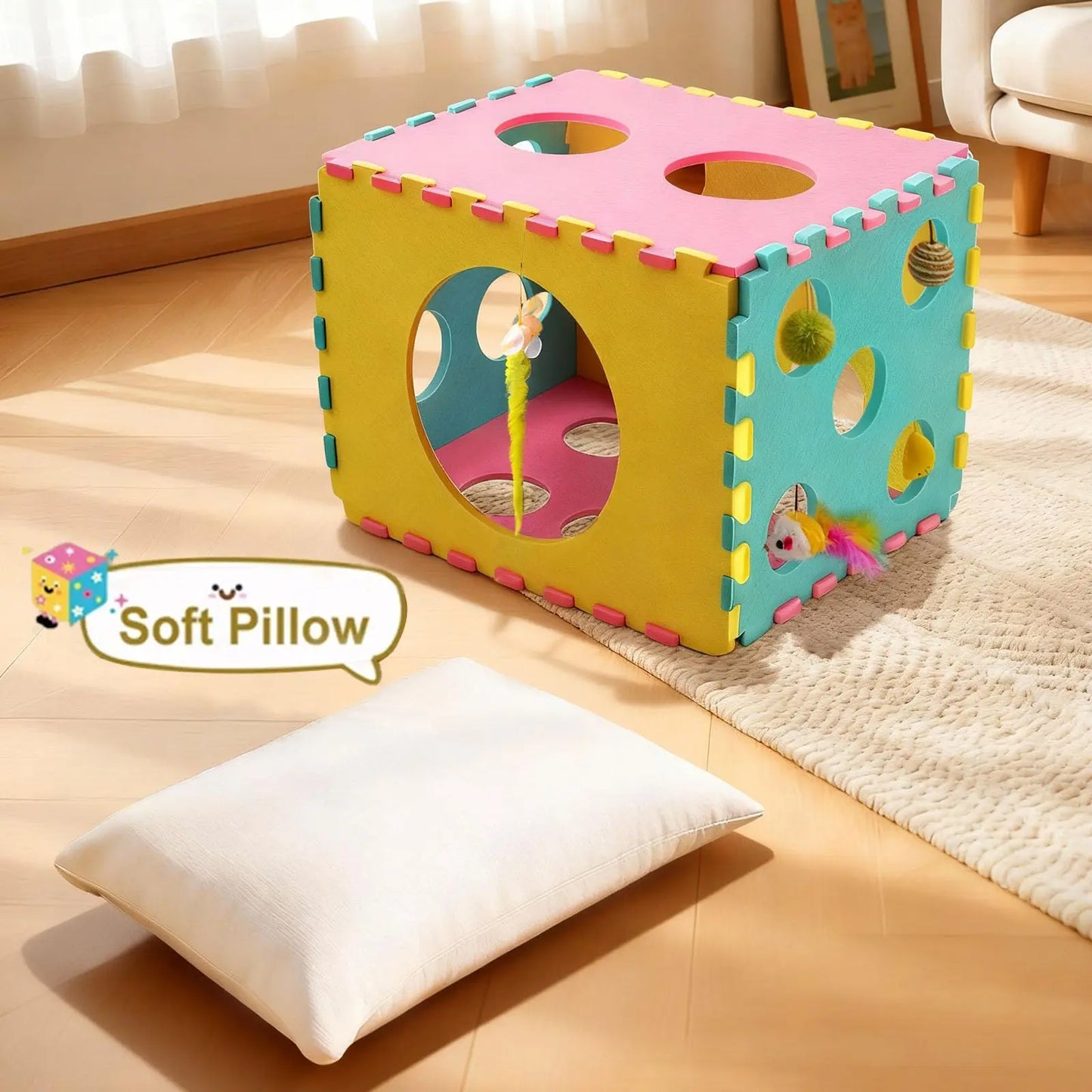 PETRAVELCN Cat House With 40 Toys Bed Cave For Cats