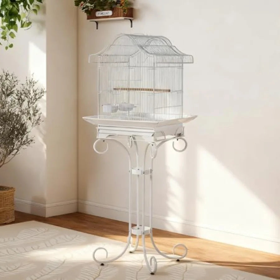 Decorative Iron Bird Cage With Stand For Parrots And Budgies
