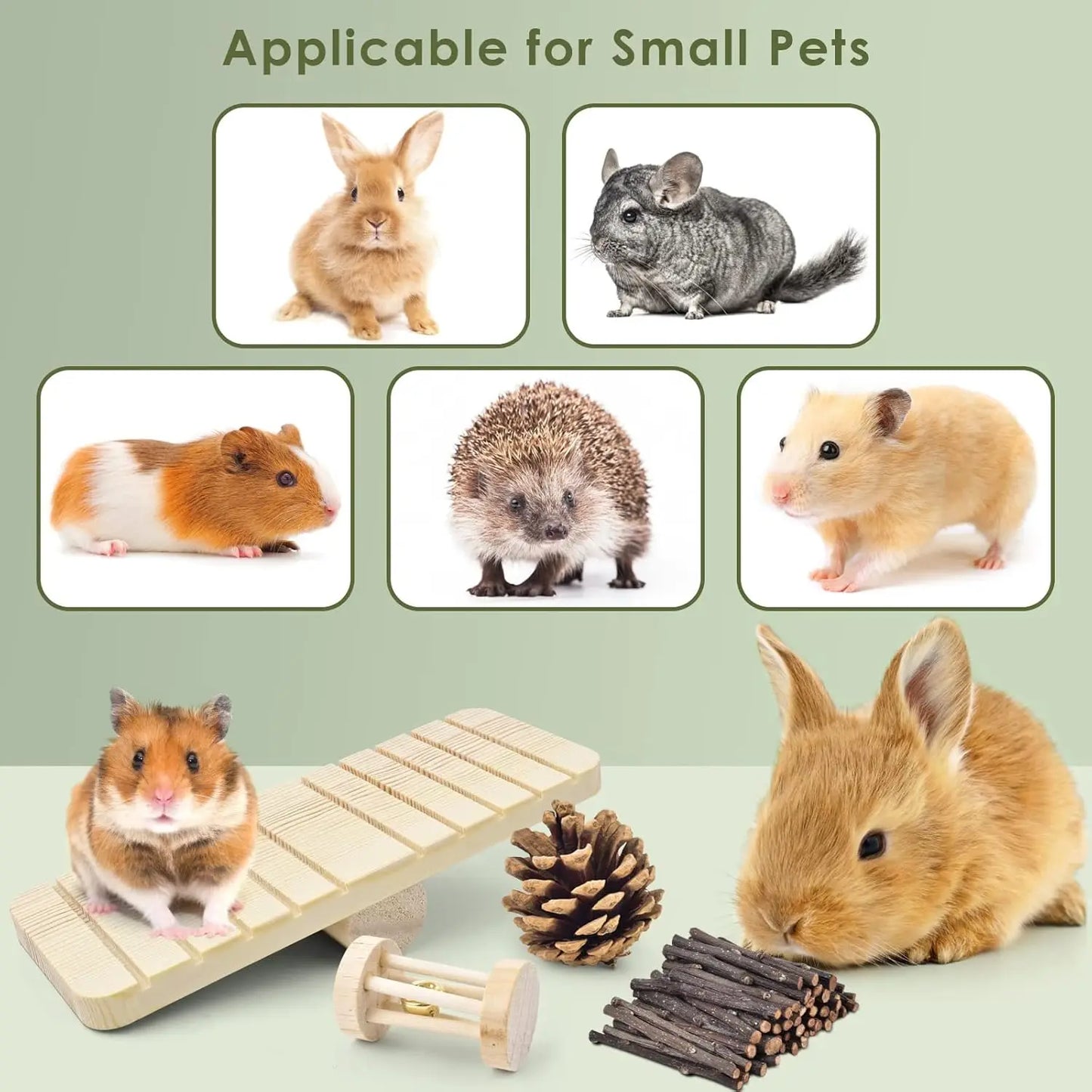 12 Pack Natural Wooden Hamster Chew Toys For Small Pets