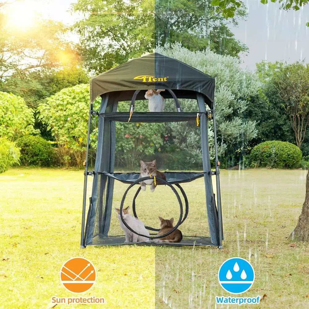 Foldable 3 Tier Cat Enclosure Catio For Indoor Outdoor Use
