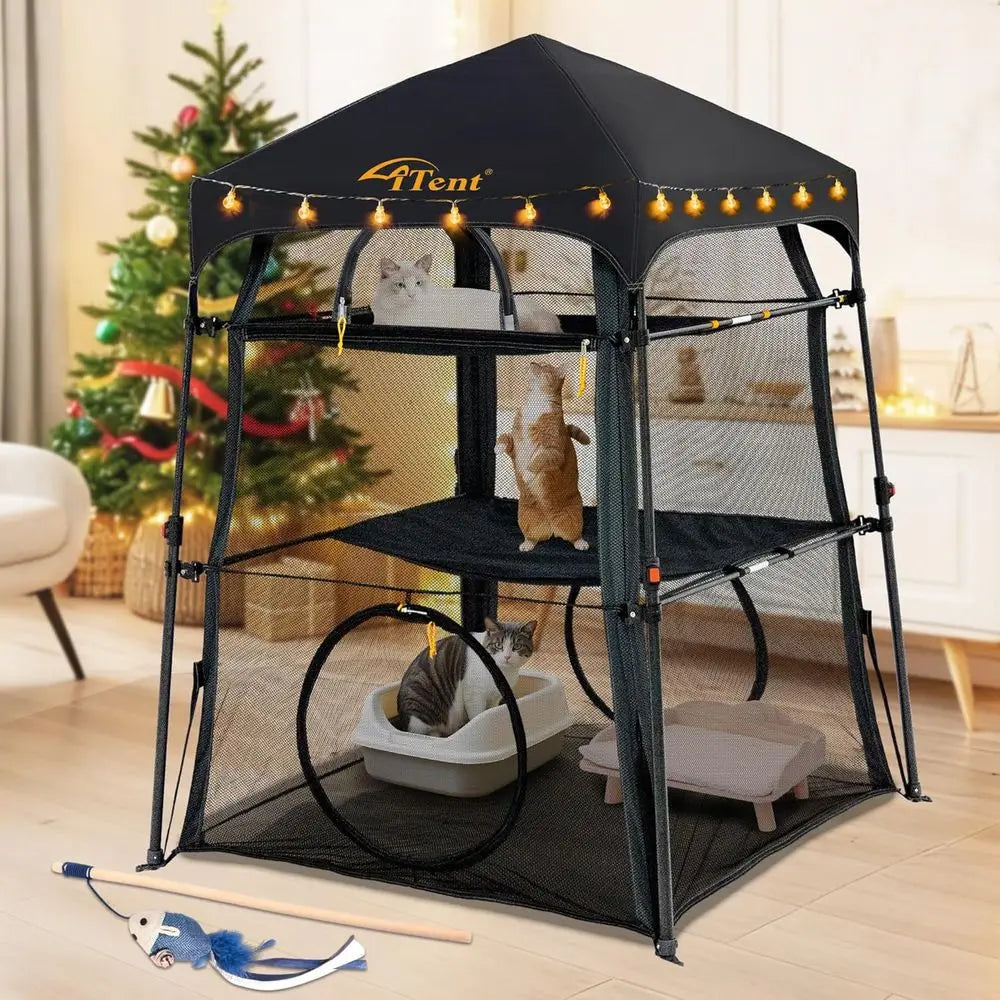 Foldable 3 Tier Cat Enclosure Catio For Indoor Outdoor Use