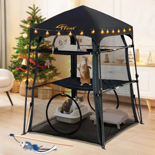 Foldable 3 Tier Cat Enclosure Catio For Indoor Outdoor Use