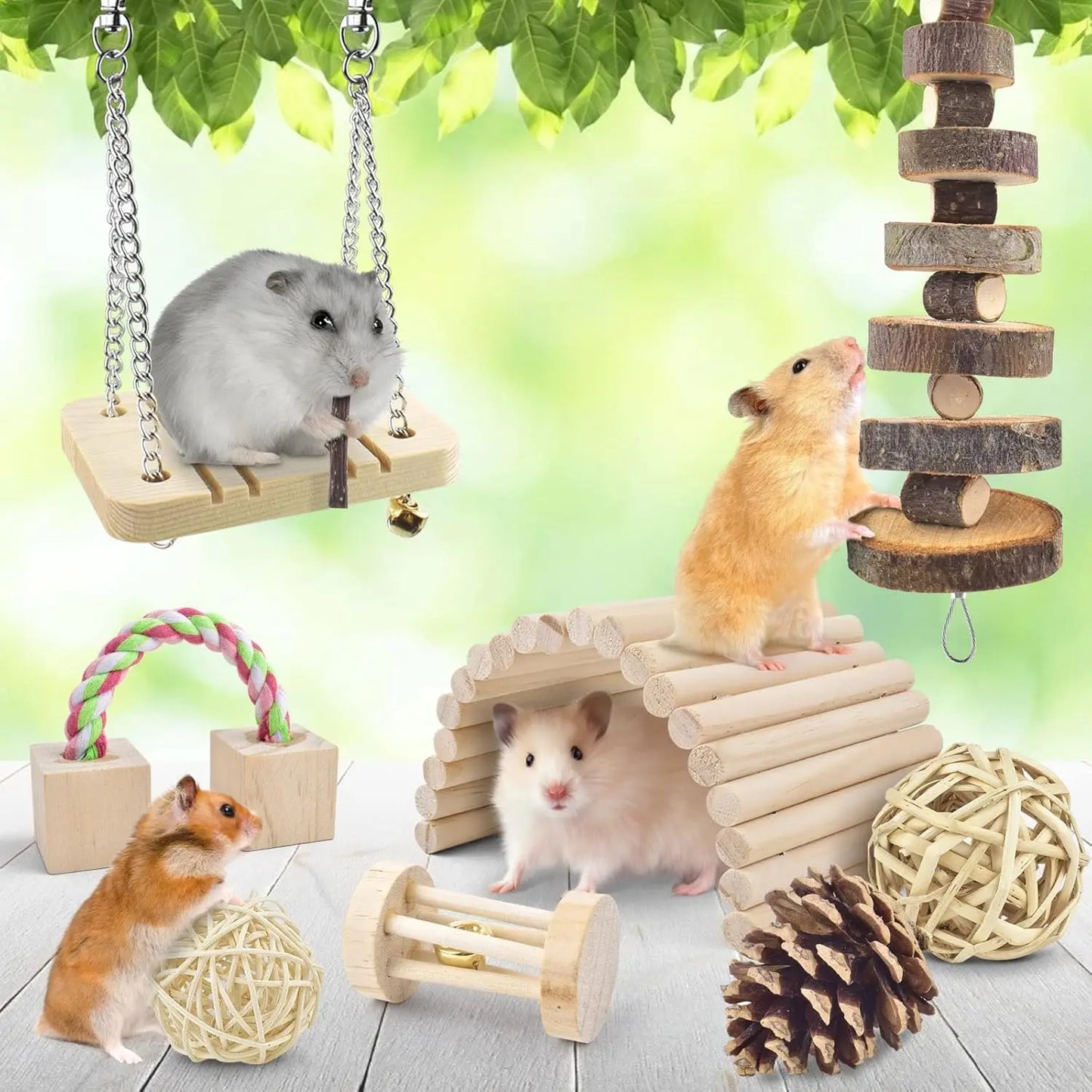 12 Pack Natural Wooden Hamster Chew Toys For Small Pets