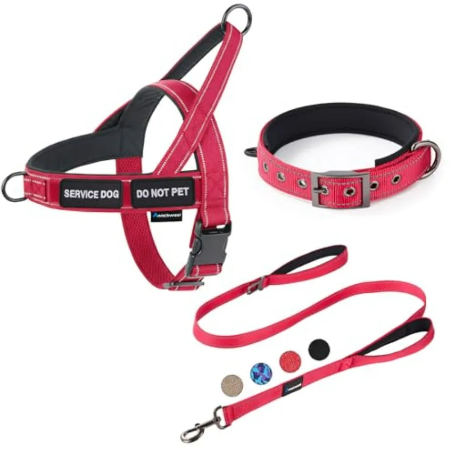 No Pull Dog Harness And Leash Set With Double Handle Car Seatbelt Clip