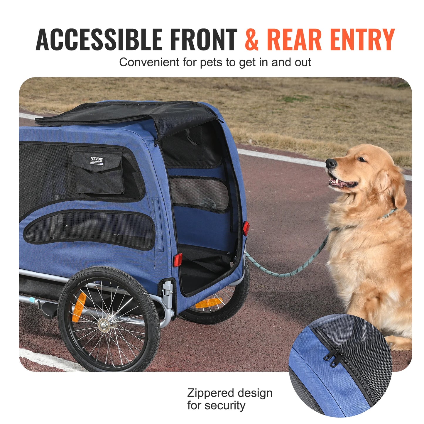 Universal Pet Bicycle Trailer Carrier For Dogs Travel With Reflectors