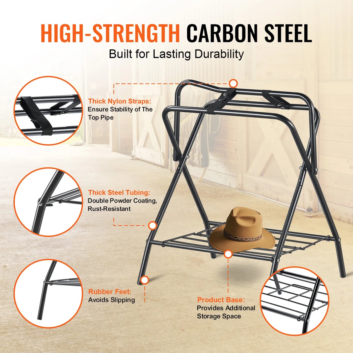 SucceBuy Folding Saddle Rack Freestanding for English and Western Saddles