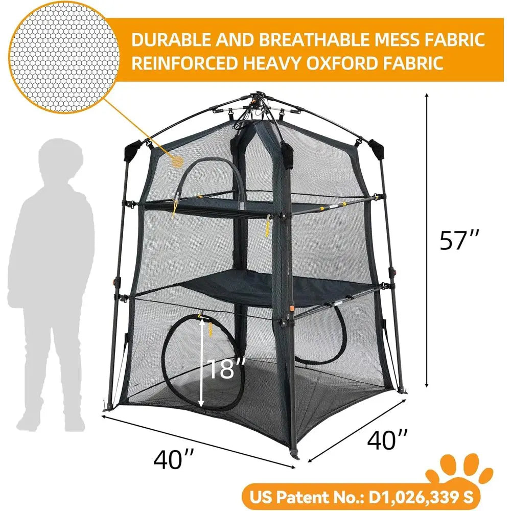 Foldable 3 Tier Cat Enclosure Catio For Indoor Outdoor Use