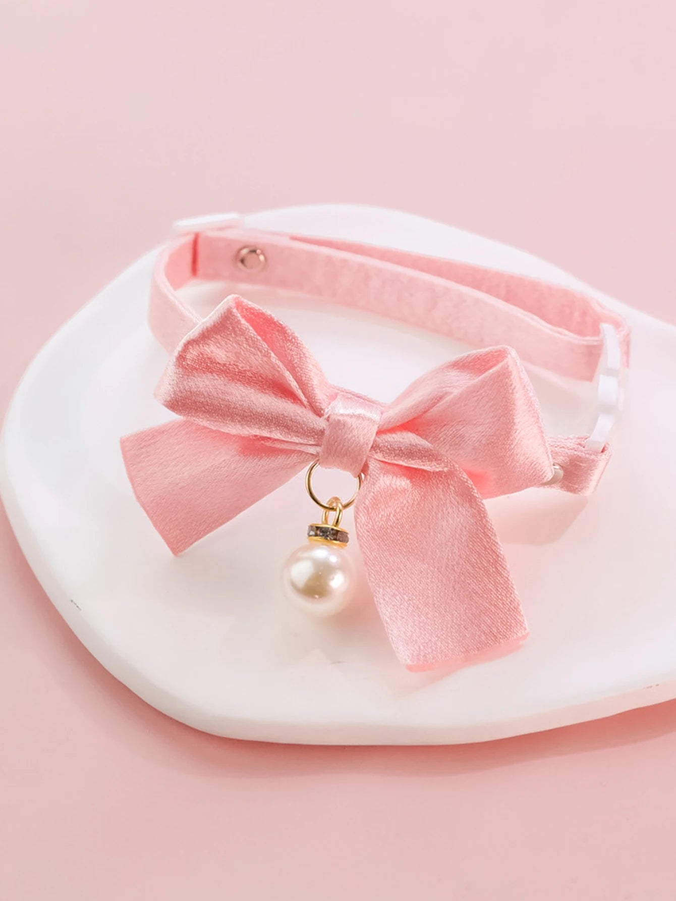 Cute Cats Kitten Lace Bow Collar With Pearl Pendant Jewelry