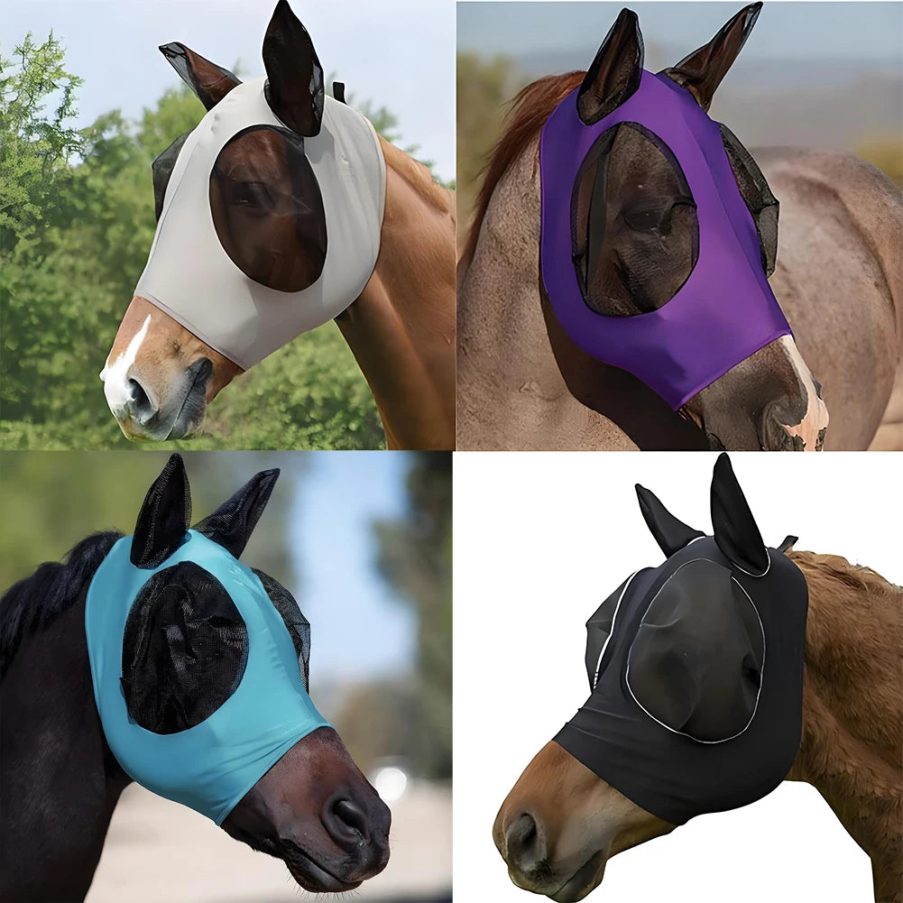 Anti Fly Stretchy Knitted Mesh Mask For Horse Ears Equestrian