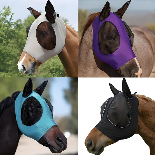 Anti Fly Stretchy Knitted Mesh Mask For Horse Ears Equestrian