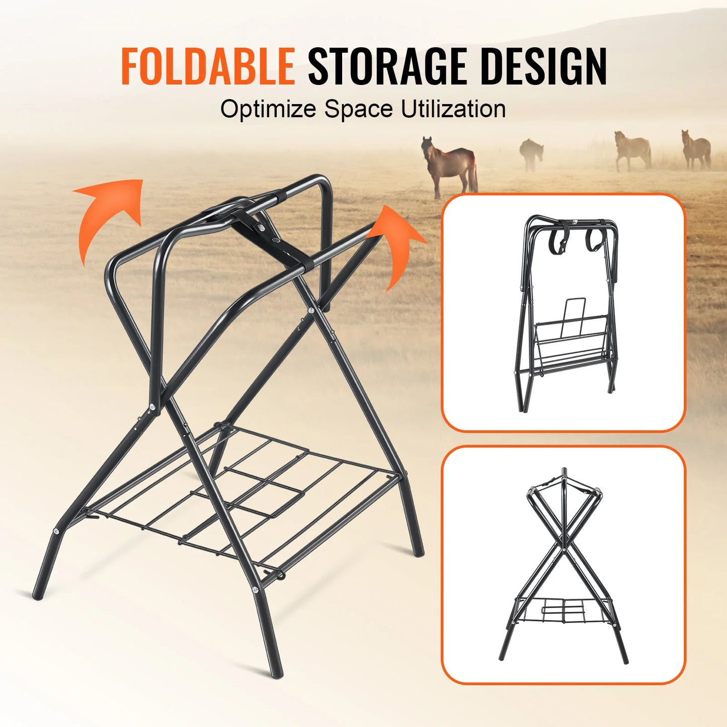 SucceBuy Folding Saddle Rack Freestanding for English and Western Saddles