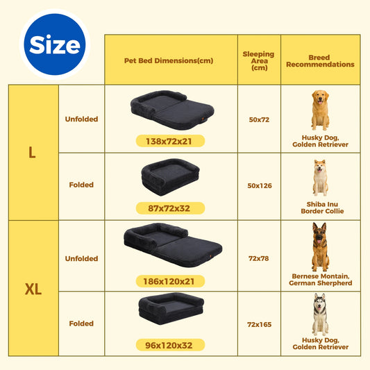 PAWZ Road Foldable Dog Bed Plush Sofa For Large Dogs
