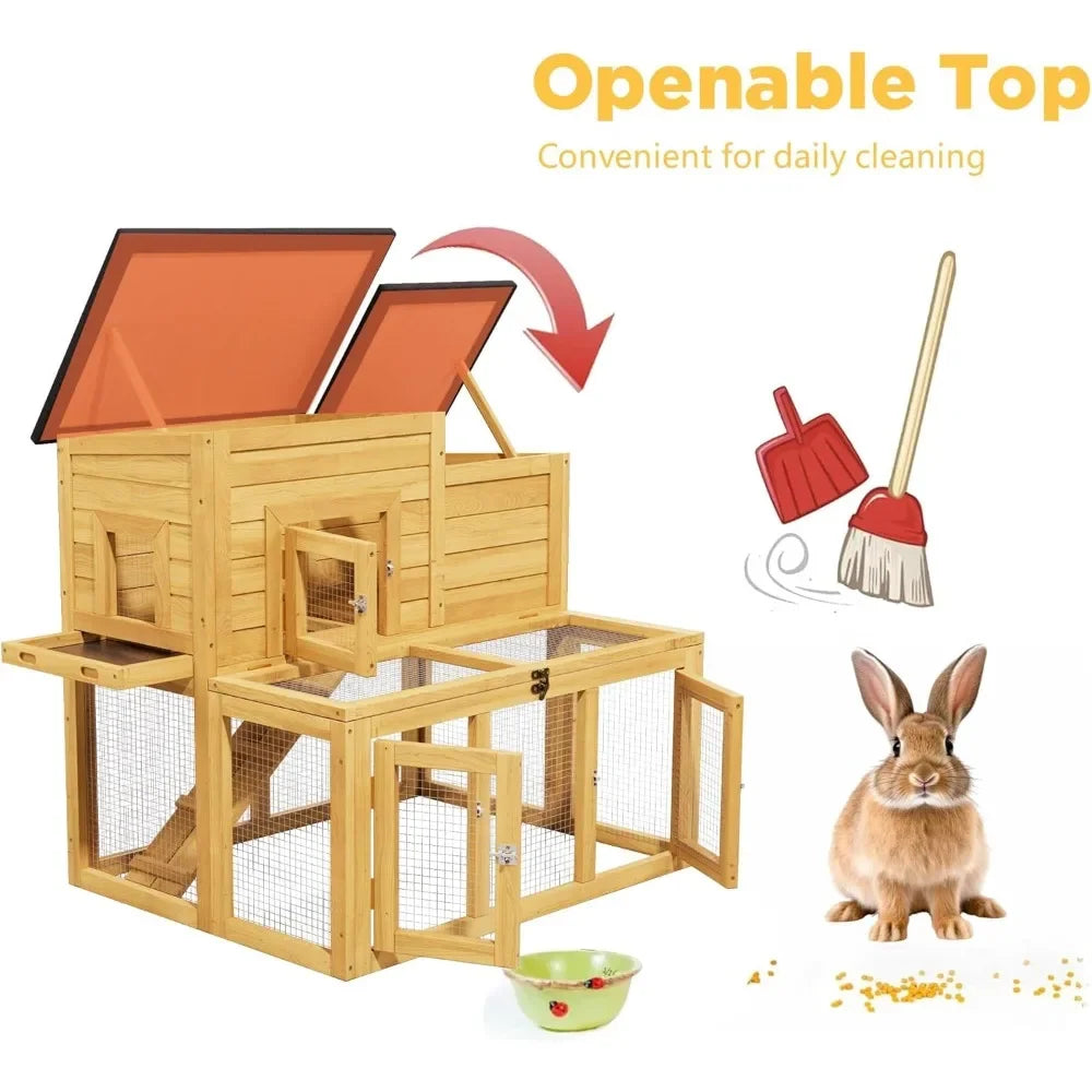 Outdoor Wooden Chicken Coop With Waterproof Roof And Pull-Out Trays