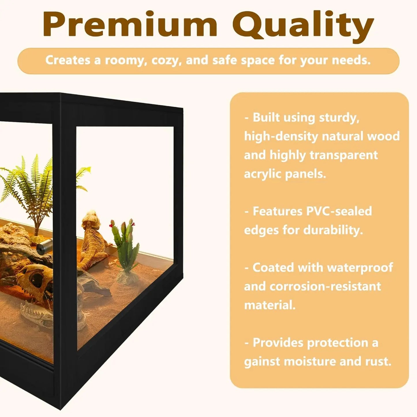 Reptile Enclosure With Mesh Roof And Sliding Door Habitat