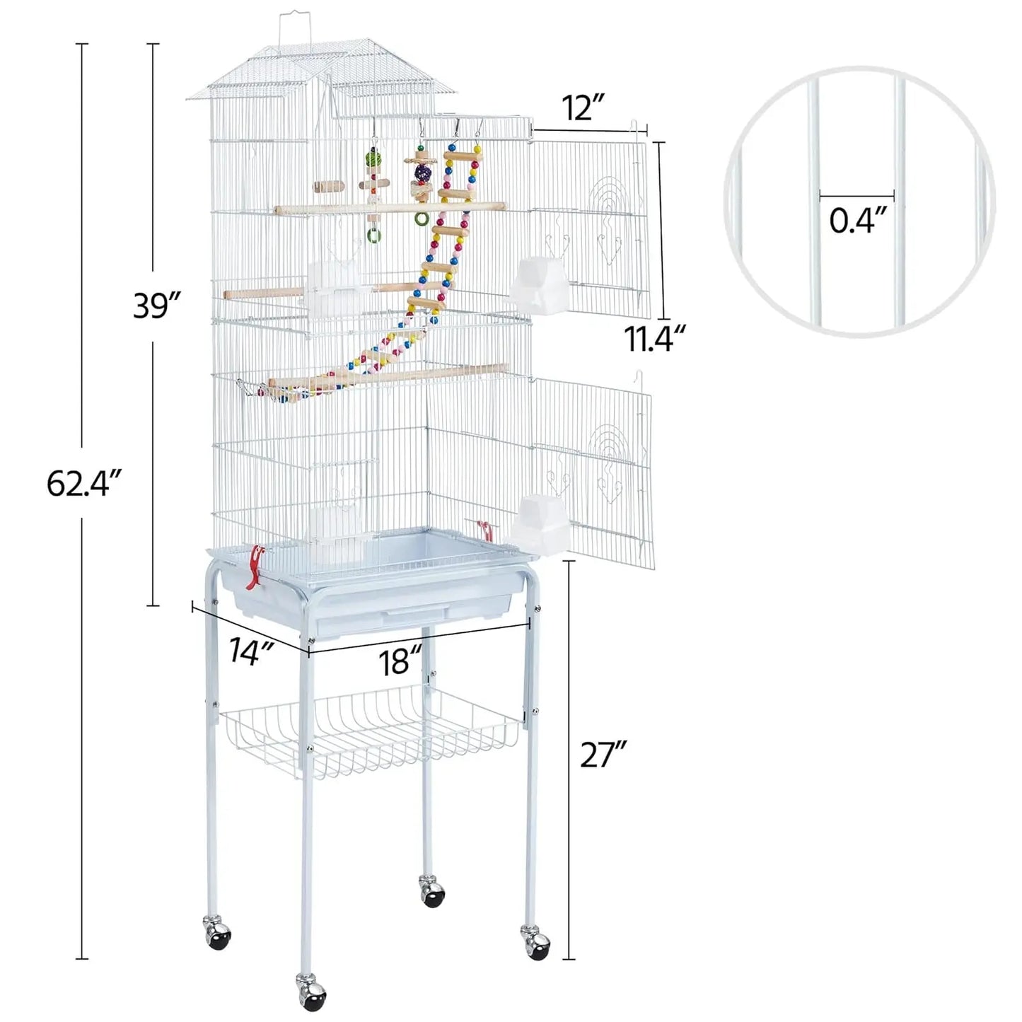 Roof Top Flight Bird Cage For Parakeets And Finches