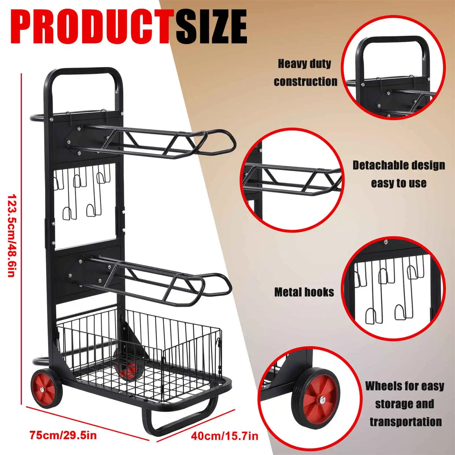 Horse Saddle Rack Portable Heavy Duty Wheels Cart for Stable Storage