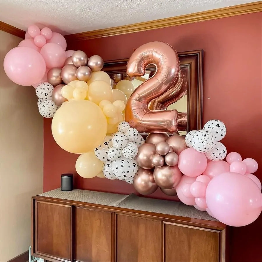 Puppy Theme Birthday Balloons With Dog Paw Prints Party Decorations