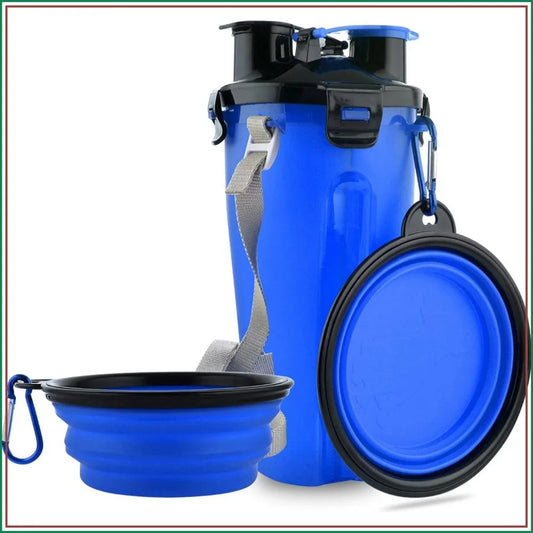2 In 1 Dog Travel Water Bottle With Collapsible Bowls