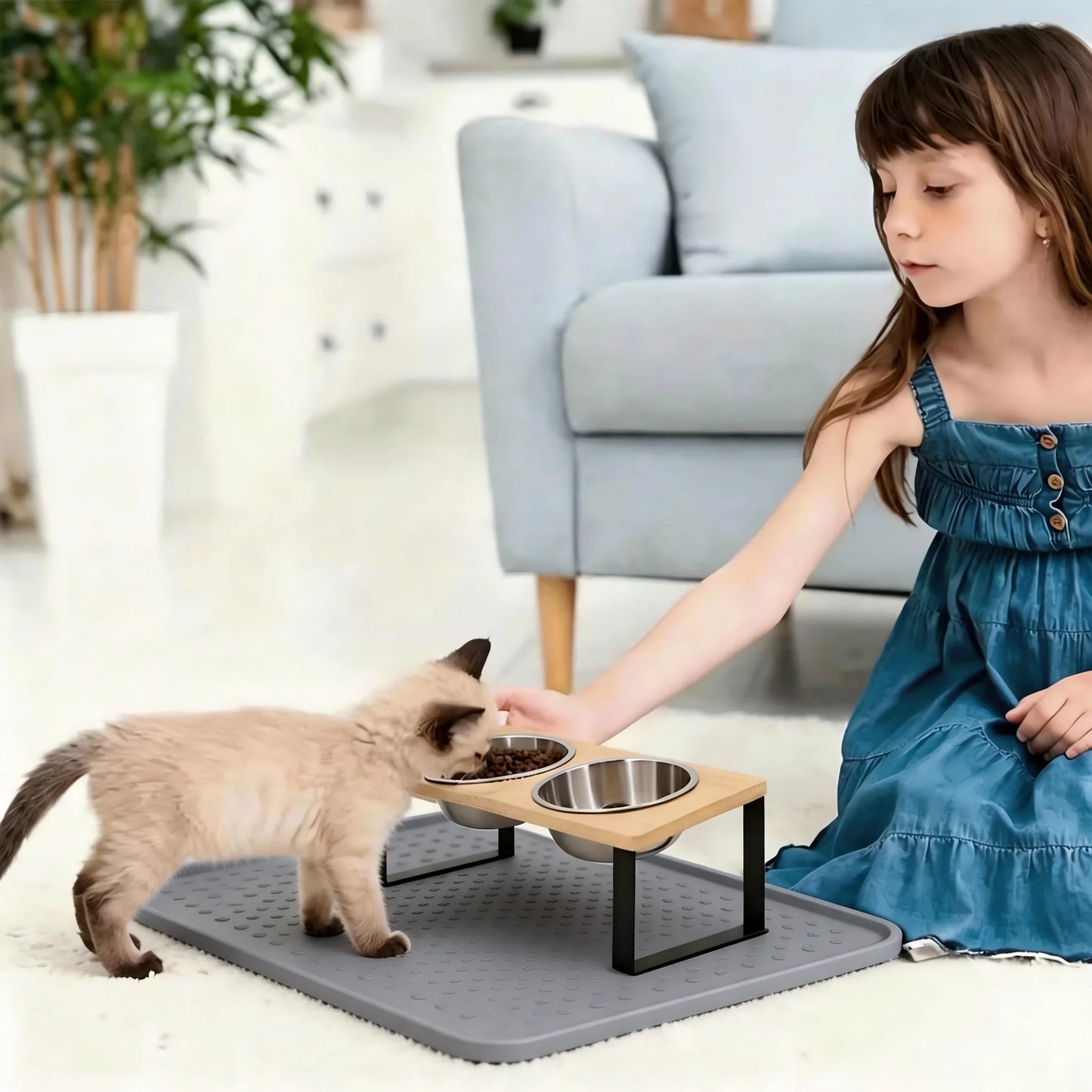 Elevated Cat Bowls 15 Degree Tilt With Stand Stainless Bowls