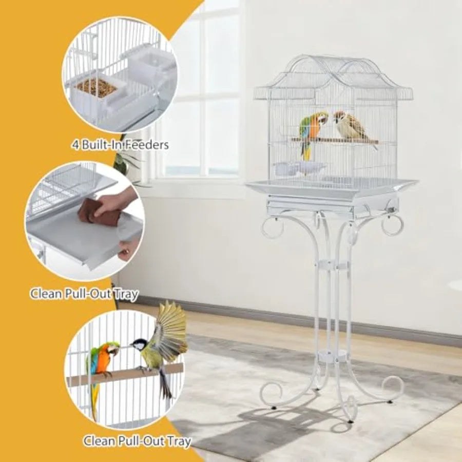 Decorative Iron Bird Cage With Stand For Parrots And Budgies