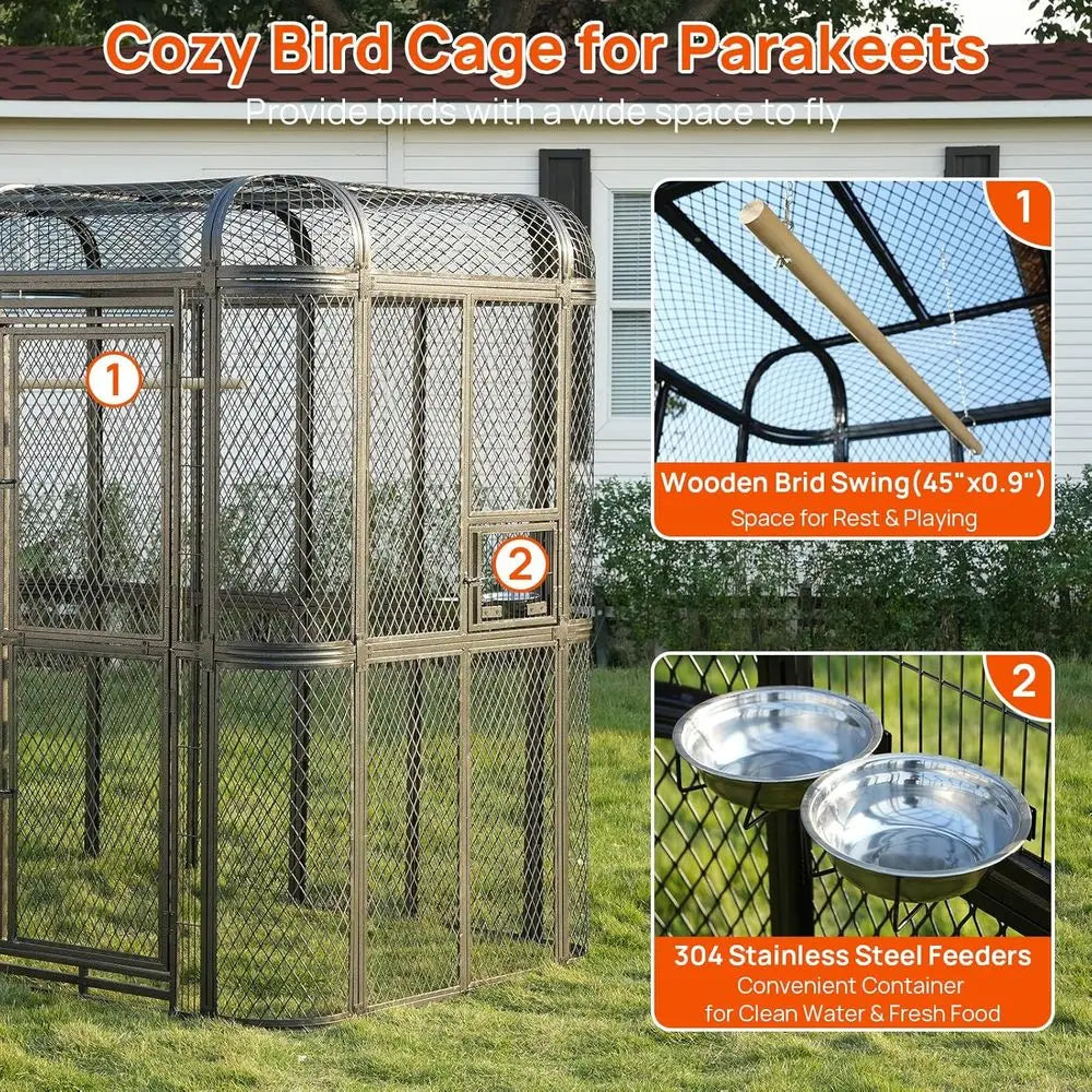 UKMJ Heavy Duty Bird Cage Walk In Aviary For Parrots