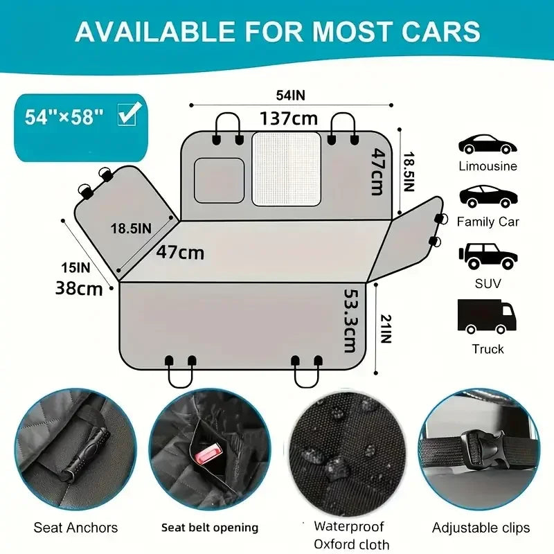 Universal Dog Car Seat Cover Waterproof Hammock Nonslip Protector