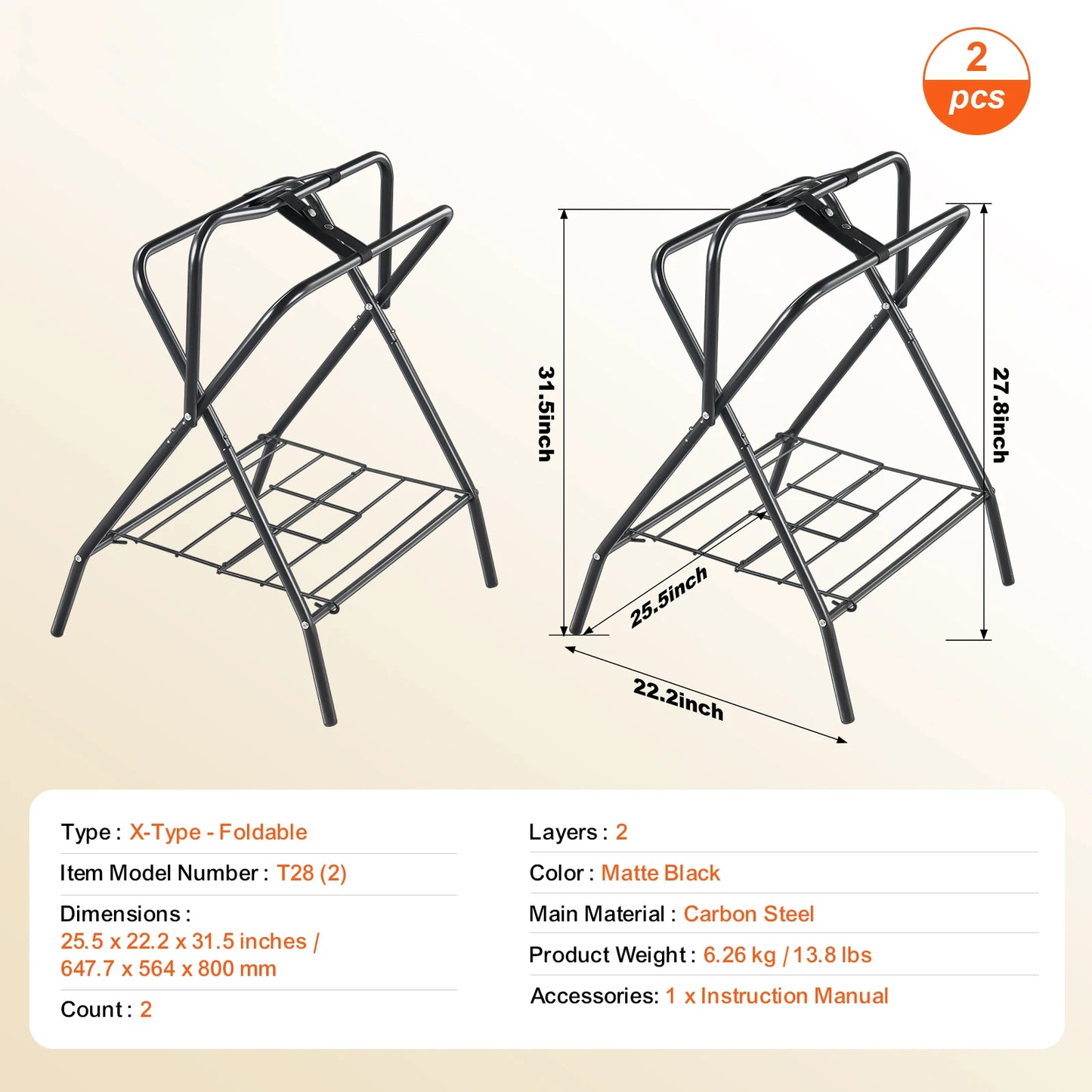 SucceBuy Folding Saddle Rack Freestanding for English and Western Saddles
