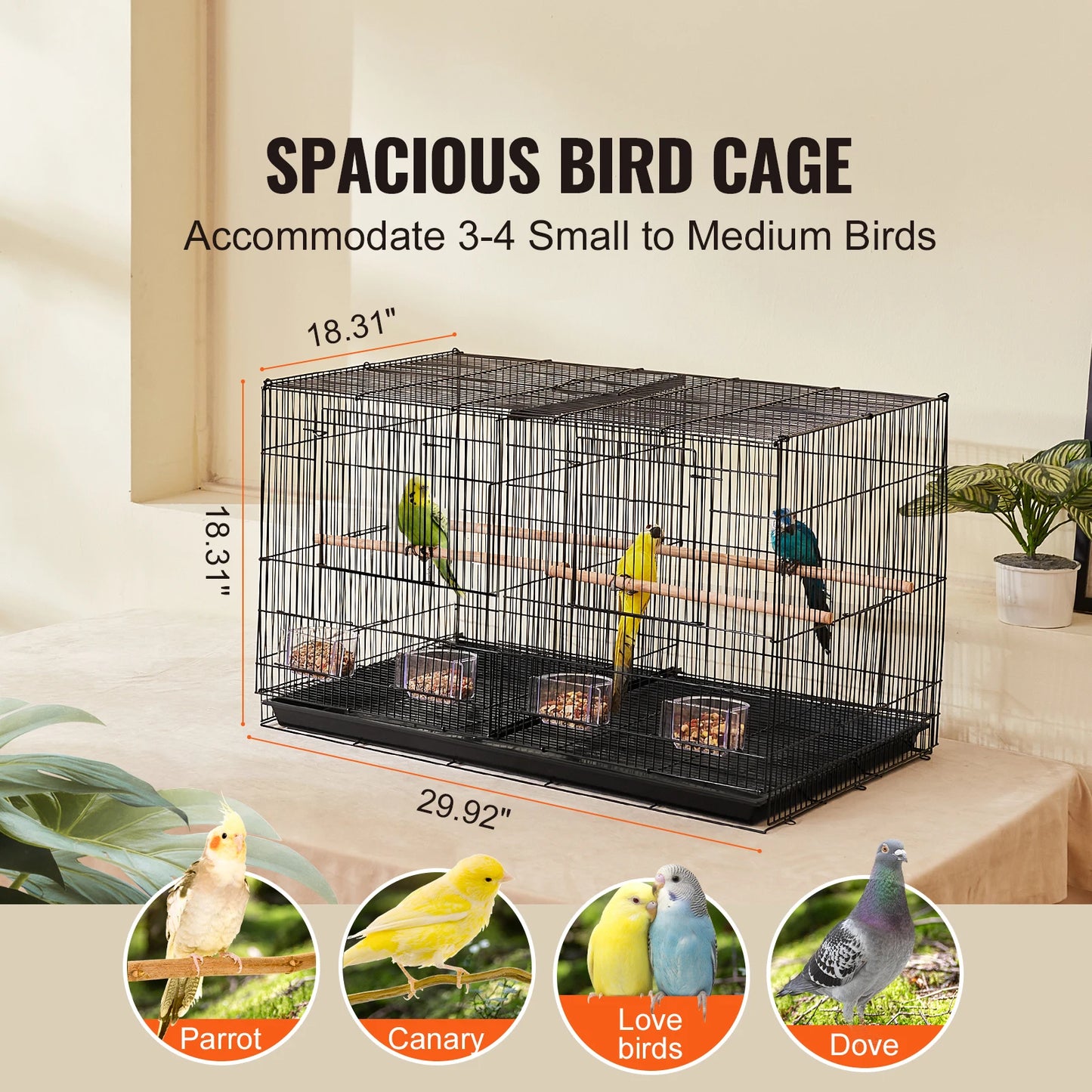 SucceBuy Stackable Flight Bird Cage With Divider For Small Birds Travel Cage