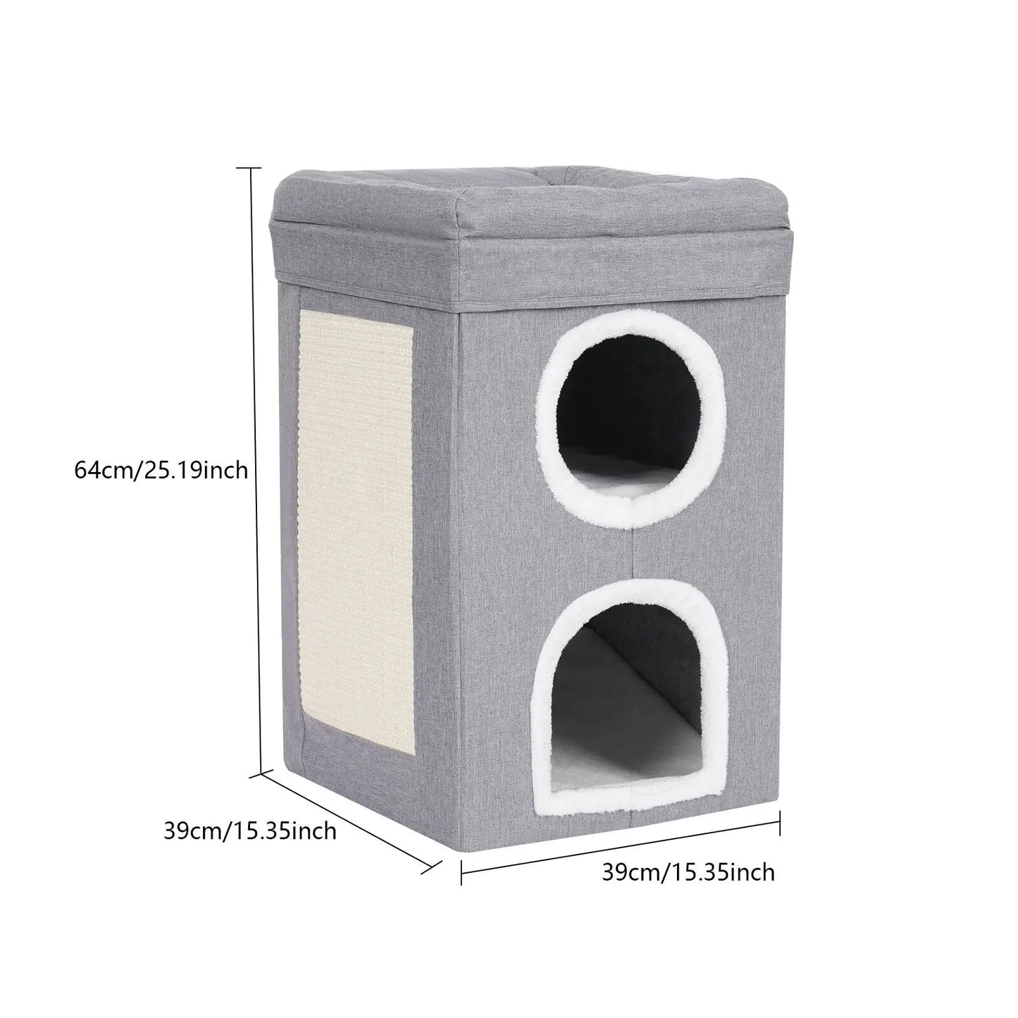 Foldable Modern Cat House Bed With Play Area Space Saving