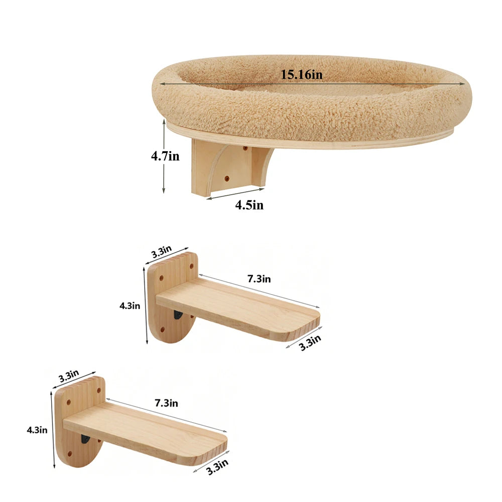 PETRAVEL Cat Wall Mounted Climbing Ladder Hammock Scratching Post