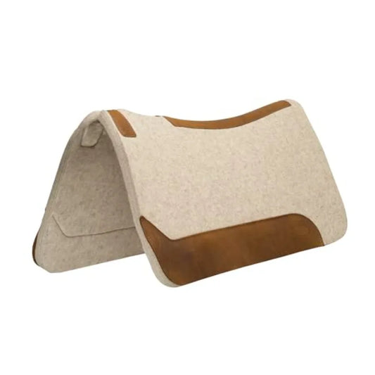 Western Saddle Pad for Horses Contoured Wool Felt Blend Shock Absorbing