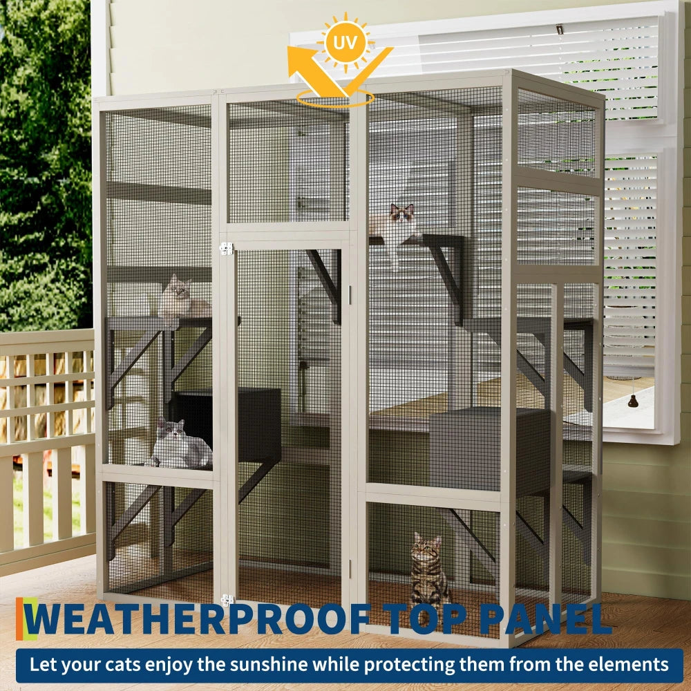 HiMIS Walk In Catio Outdoor Cat House Waterproof Enclosure