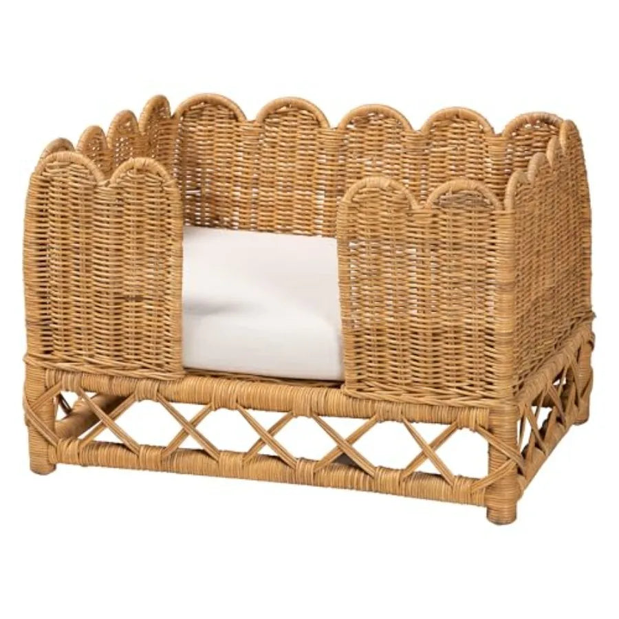Bohemian Rattan Pet Bed for Indoor Use