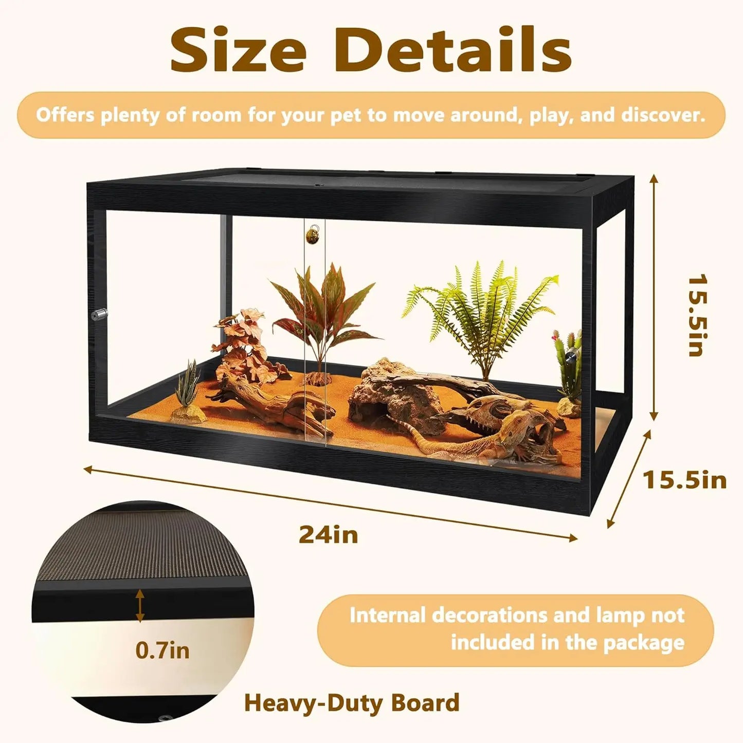 Reptile Enclosure With Mesh Roof And Sliding Door Habitat