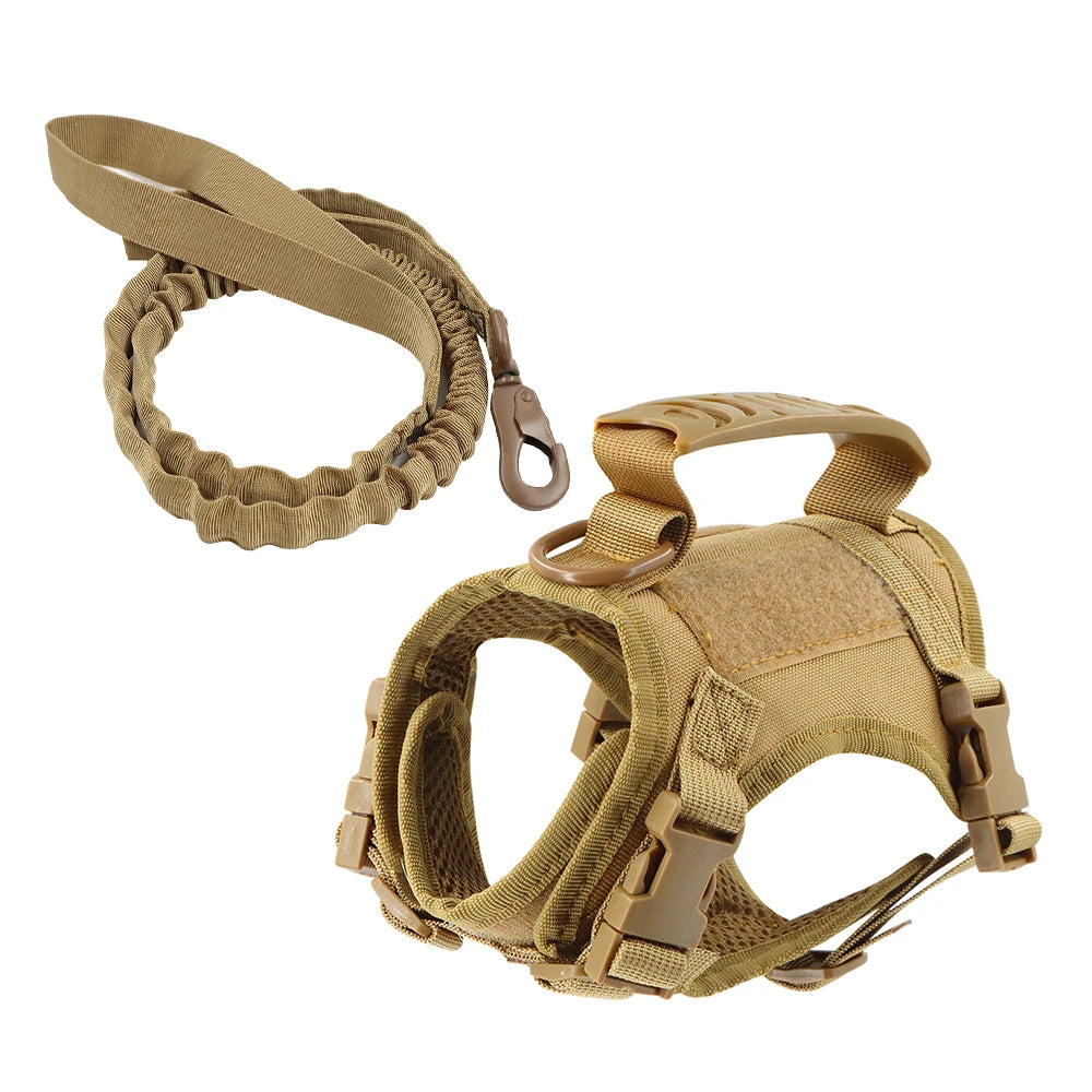 PetTravel Adjustable Tactical Harness and Leash Set for Puppies and Dogs