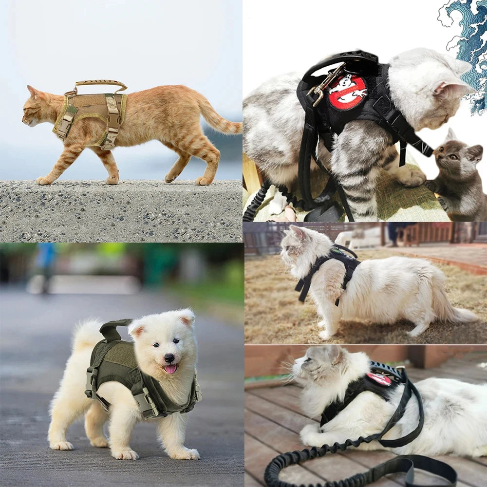 Cat Tactical Harness Durable Escape Proof Breathable Mesh Top Handle