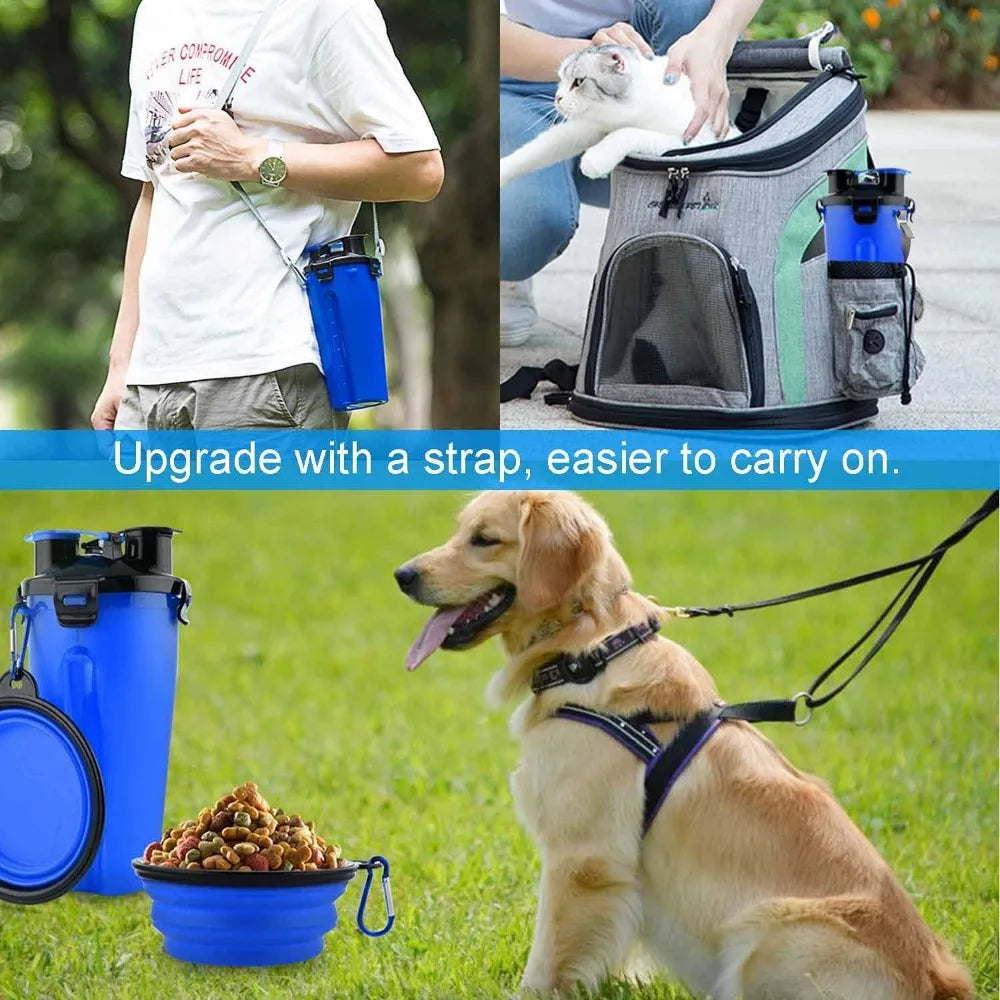 2 In 1 Dog Travel Water Bottle With Collapsible Bowls
