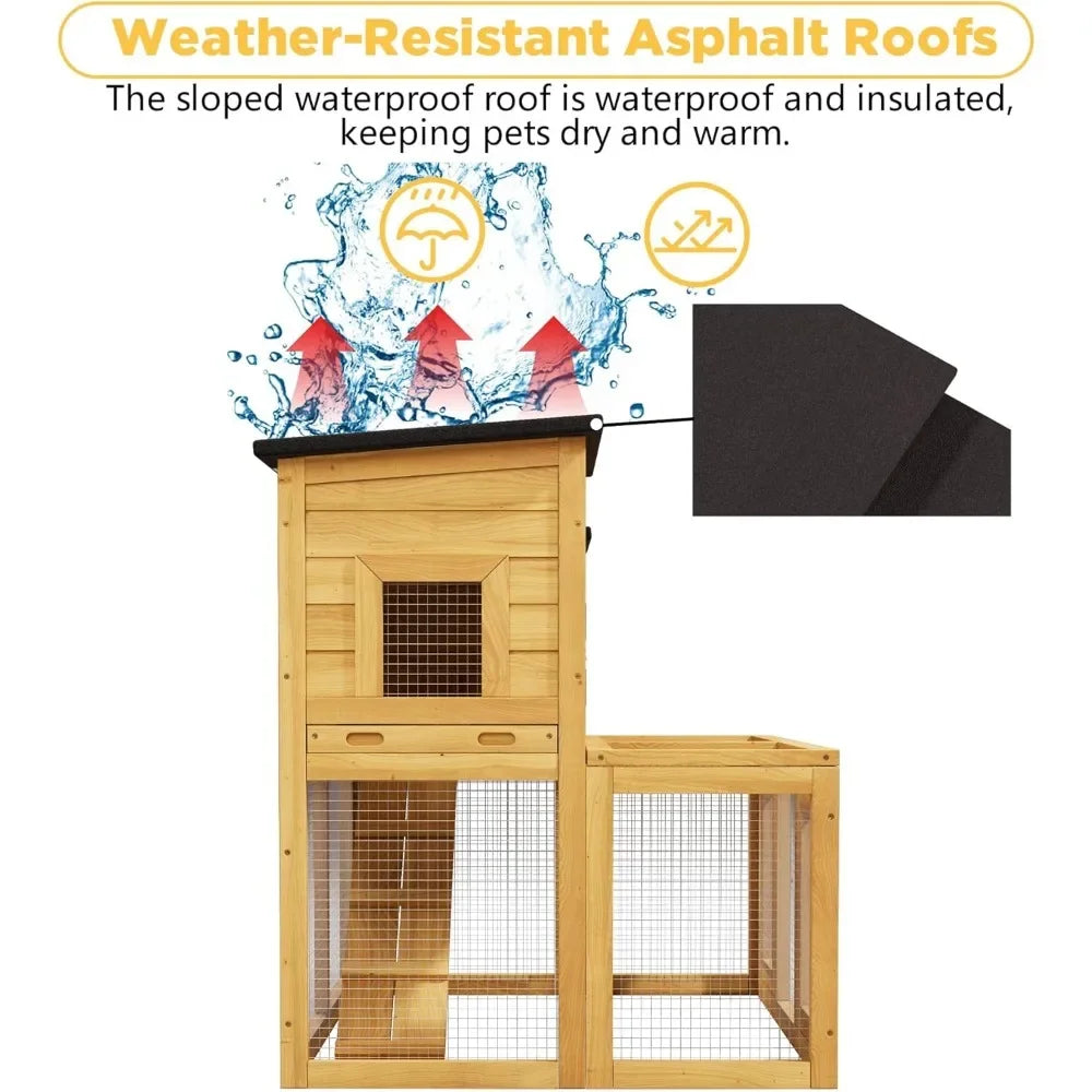 Outdoor Wooden Chicken Coop With Waterproof Roof And Pull-Out Trays