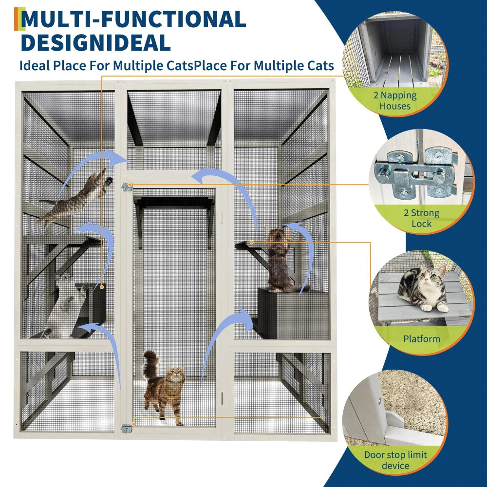HiMIS Walk In Catio Outdoor Cat House Waterproof Enclosure