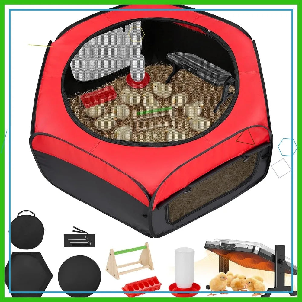 All-In-One Chicken Brooder Kit With Heating Plate Feeder Waterer